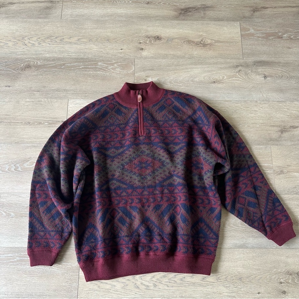 Vintage Timberland 100% Wool Sweater Quarter Zip Sz XL